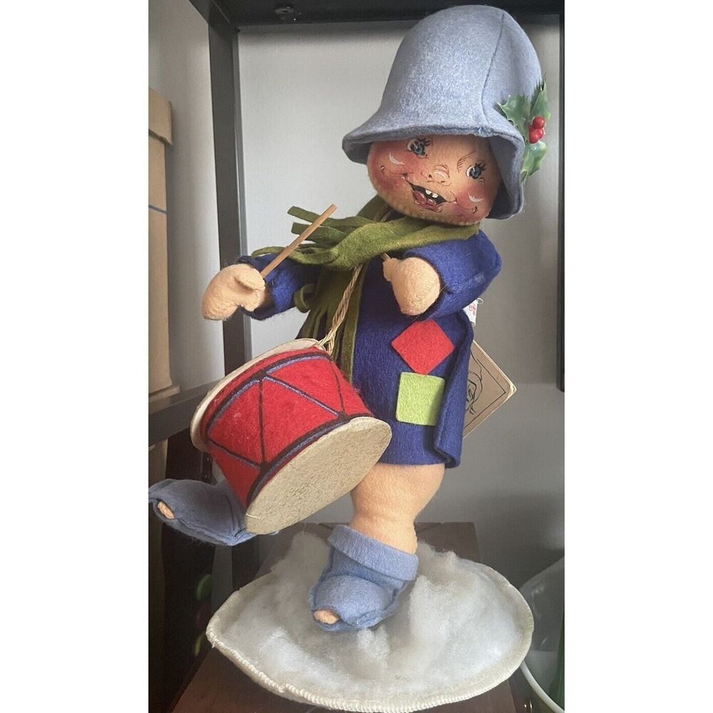 Vintage 1971 Felt Annalee Mobilitee Drummer Boy Figurine‎ Christmas Mantle Scene